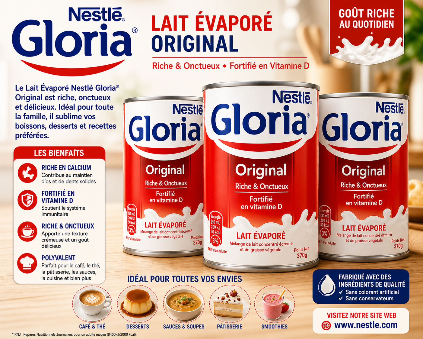 3x370g - Nestlé Gloria Original Evaporated Milk